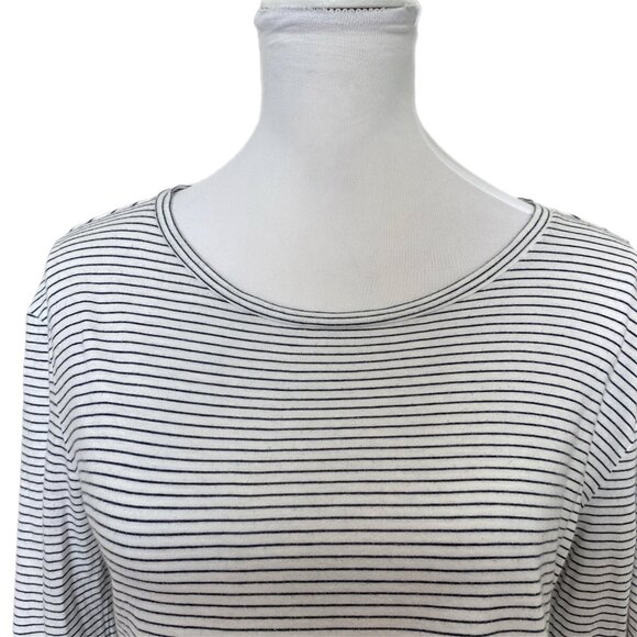 VINCE. Black & White Light Weight Striped Cotton Nautical Crew Neck Top Sm - Picture 3 of 5